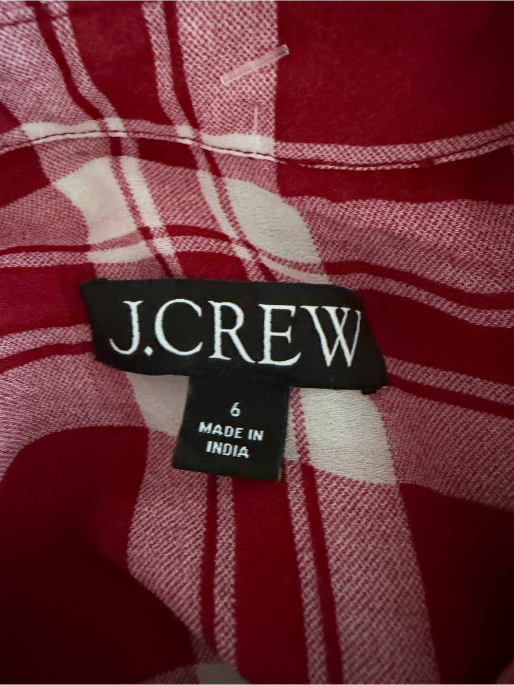 J. Crew Elena shirt-dress in plaid viscose chiffon red fall picnic cottage - Picture 6 of 8